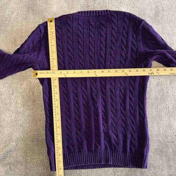 Ralph Lauren Chunky Knit Purple Crewneck Sweater - Picture 5 of 5